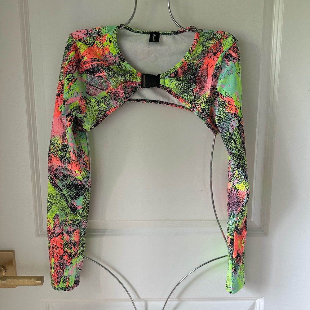 Neon animal print Multicolor Women's Top